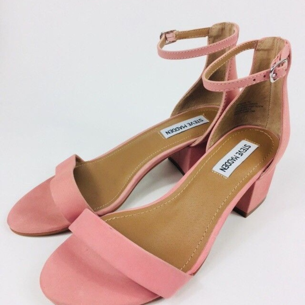 Steve Madden Irenee Rose Pink Suede Sandal Heel